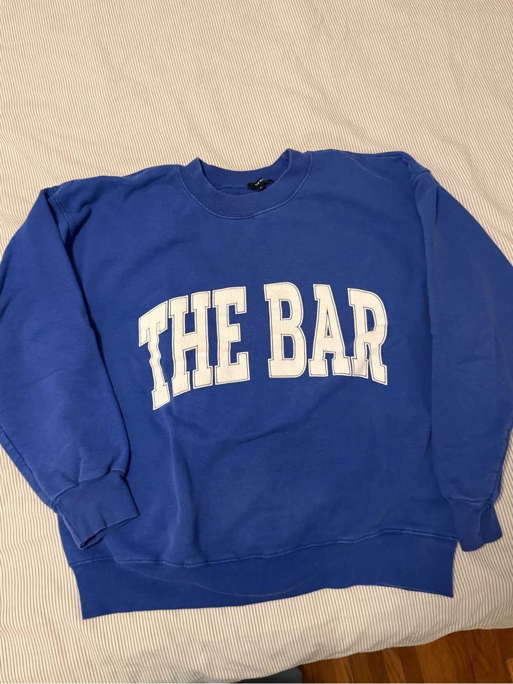 The Bar Royal Blue Crewneck Sweatshirt with White Lettering
